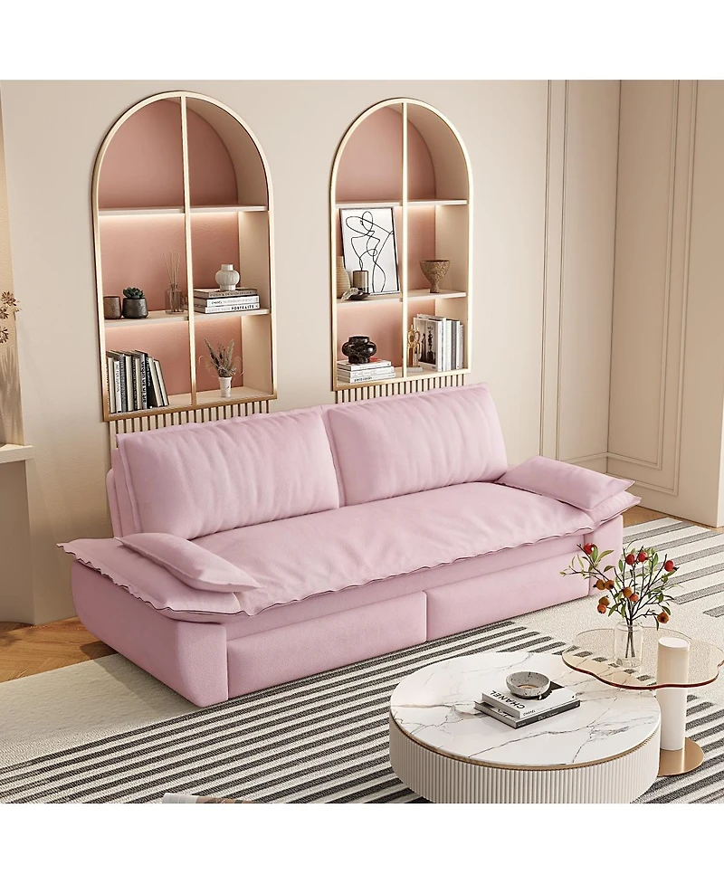 Streamdale Furniture Queen Pull Out Sofa Bed, 3-in-1 Convertible Sleeper, Velvet Loveseat