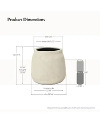 LuxenHome Sahara Stone Planter, 16.1" Round Cement Accent in Desert