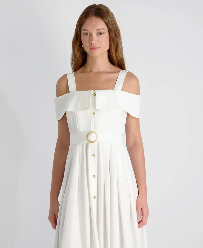 French Connection Women's Off-The-Shoulder Midi Shirtdress