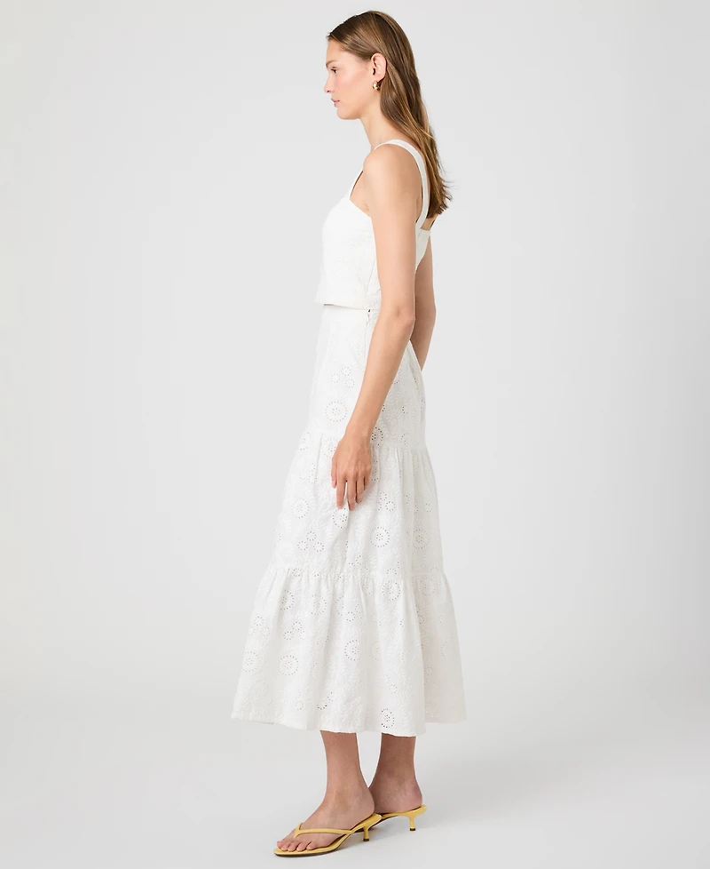 French Connection Women's Square-Neck Floral Eyelet Crop Top