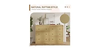 gaomon 46''Wide Rattan Dresser,6 Drawer Dresser for Bedroom,Dressers & Chests of Drawers