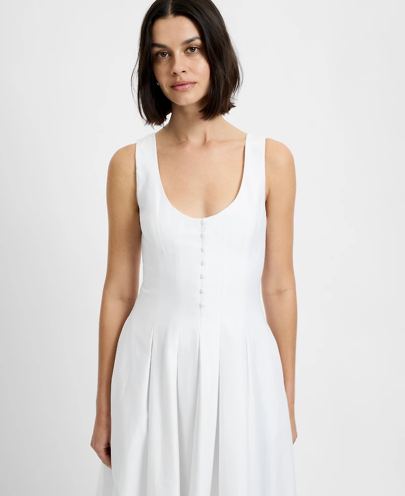 French Connection Women's Satin Fit And Flare Scoop Neck Midi Dress