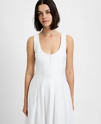 French Connection Women's Satin Fit And Flare Scoop Neck Midi Dress