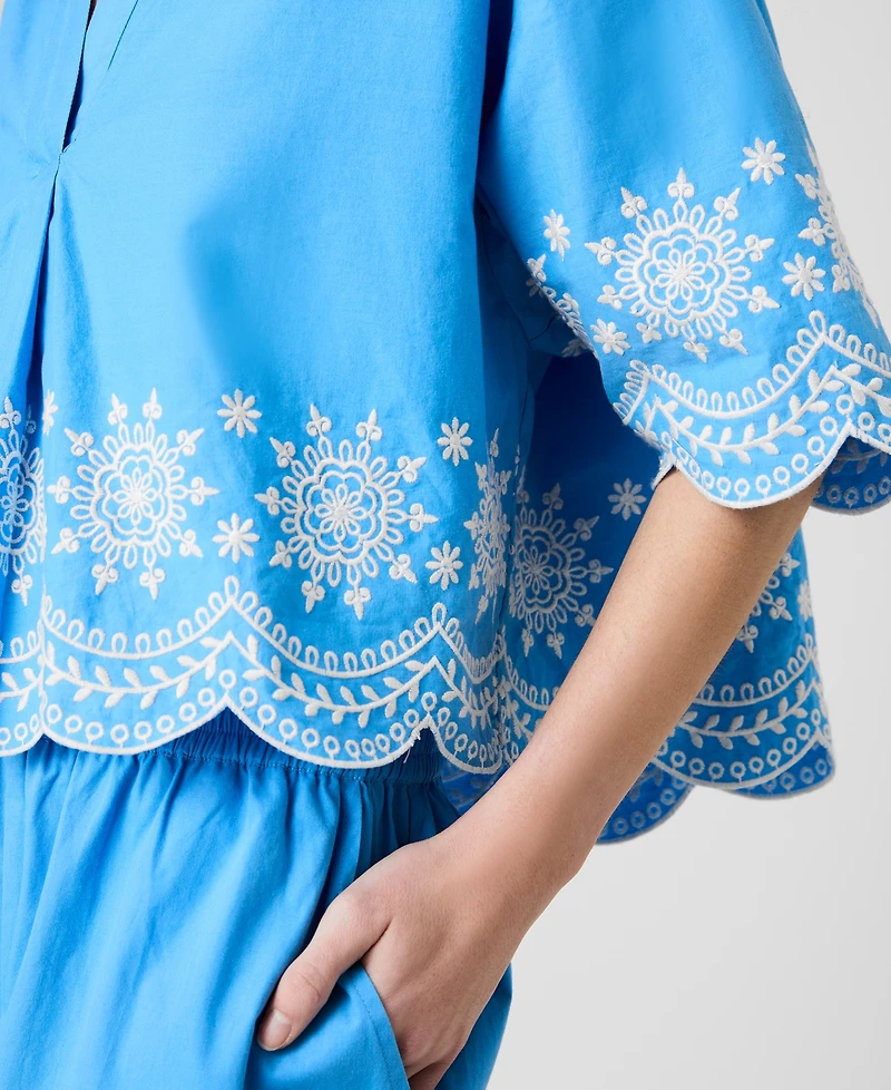 French Connection Women's Alissa Embroidered Top