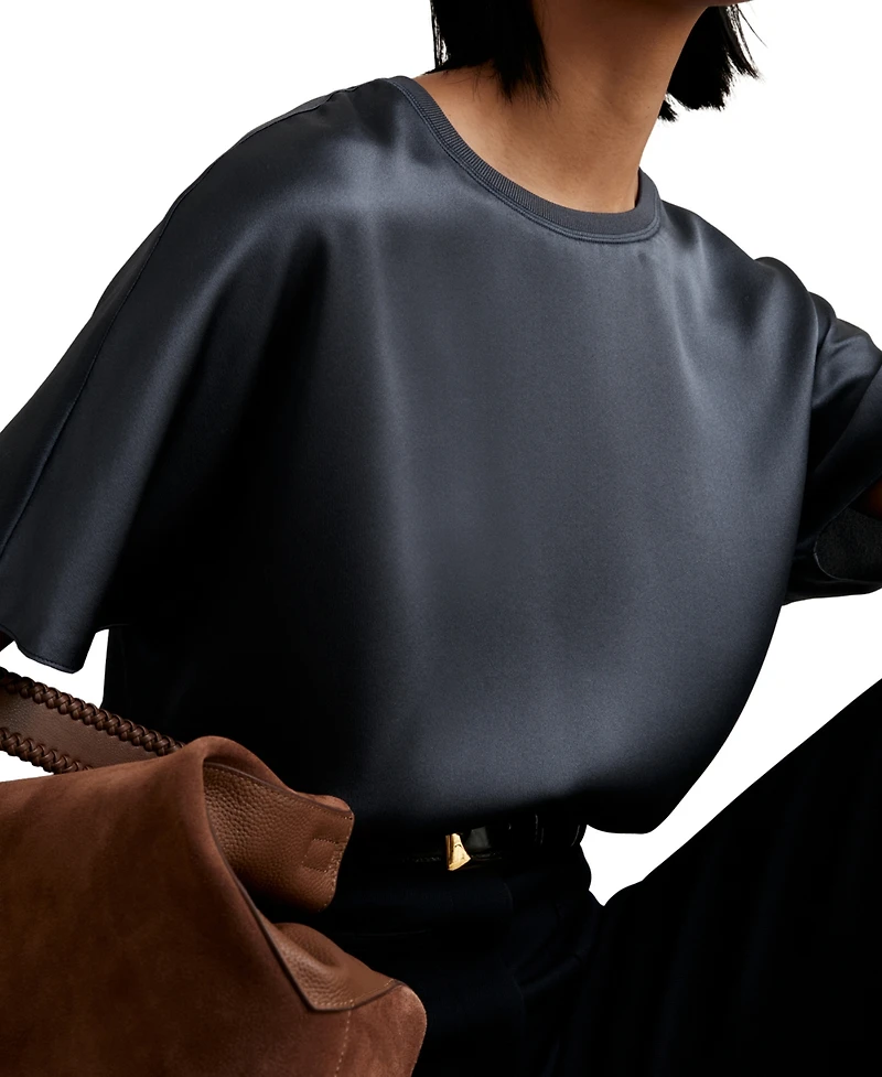 Reiss Women's Silk Short-Sleeve Top