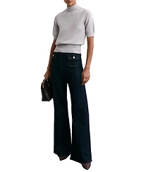 Reiss Women's Cotton and Wool Funnel-Neck Knit Top