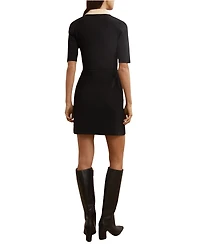 Reiss Women's Contrast-Collar Knitted Mini Dress