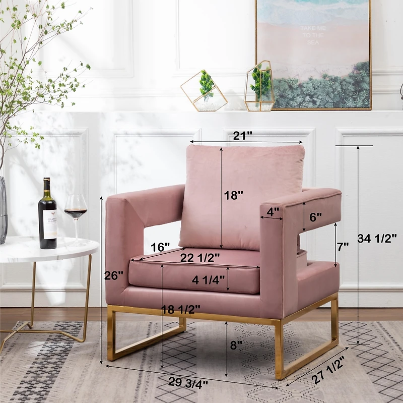 Streamdale Furniture Contemporary Upholstered Accent Arm Chair, Pink
