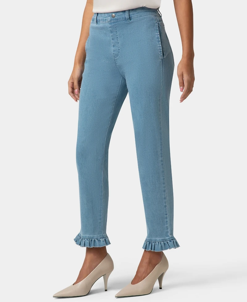Hue Women's Ruffle Denim Skimmer Pull-On Sleepwear Pant