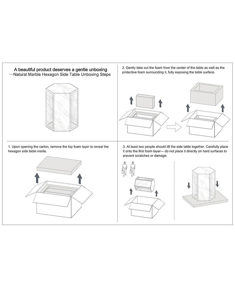 Streamdale Furniture Luxury Marble Hexagonal Side Table