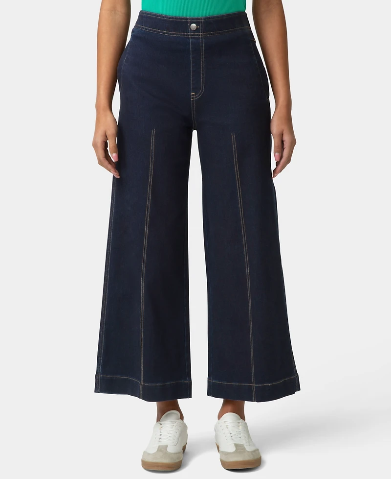 Hue Women's Fine Lines Denim Crop Wide-Leg Sleepwear Pant