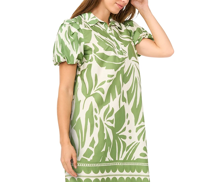 Msk Women's Short-Sleeve Button Collar Dress