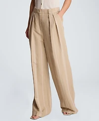 Kenneth Cole Women's High-Rise Fly-Front Pleated Wide-Leg Pants