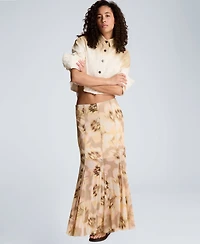 Kenneth Cole Women's Pull-On Godet Printed Maxi Skirt