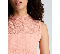 Kenneth Cole Women's Stretch Lace-Front Mock Neck Tank Top