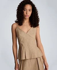 Kenneth Cole Women's Fitted V-Neck Cami Pleated Top