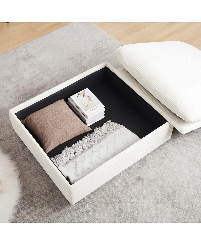 Streamdale Furniture Corduroy Sectional Sofa with Ottoman