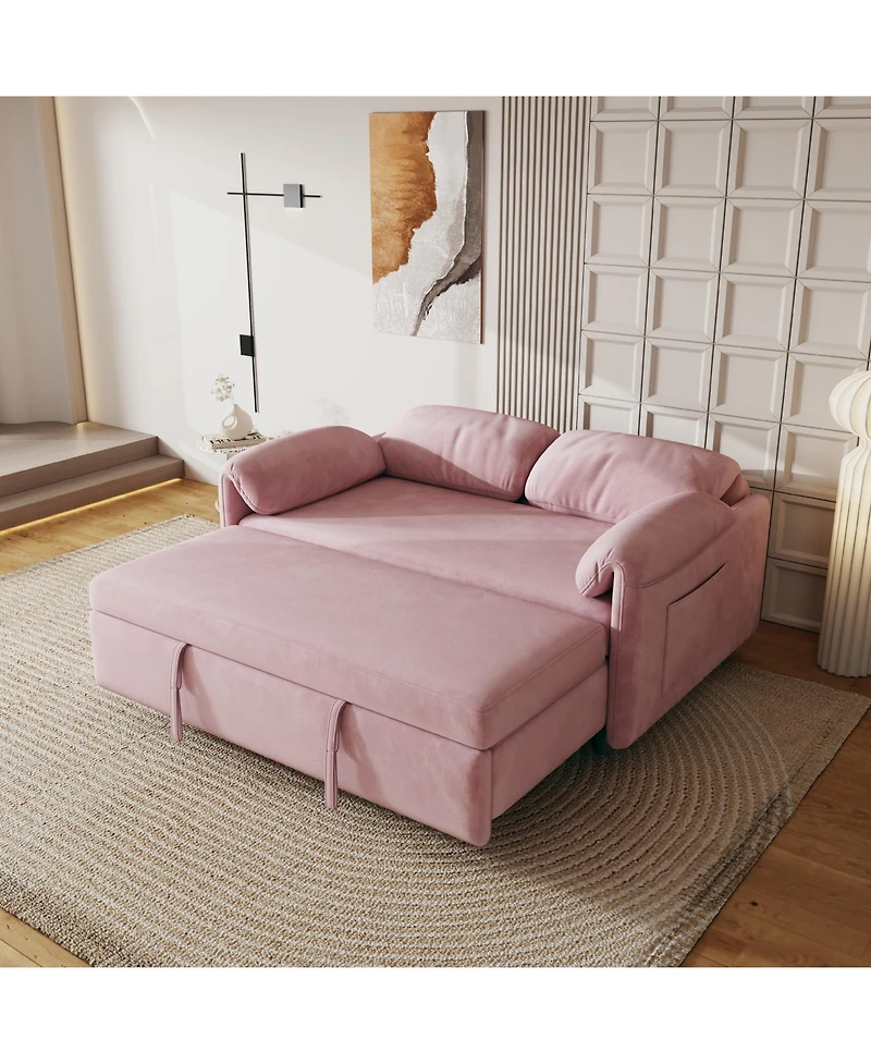 Streamdale Furniture Velvet Sofa Bed with Retractable Bed