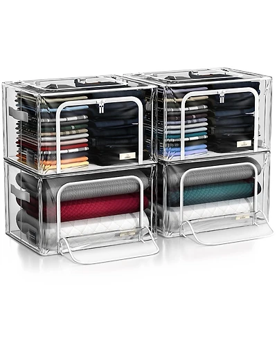 Sorbus Large Foldable Clear Plastic Storage Bags with Metal Frame & Carry Handles for Bedding Linen Clothing