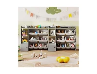 Slickblue Children s Toy Organizer with Bookshelf and Cabinet Door