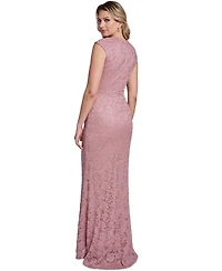 Jessica Howard Women's Extended Cap-Sleeve Sweetheart Neck Side Tuck Gown