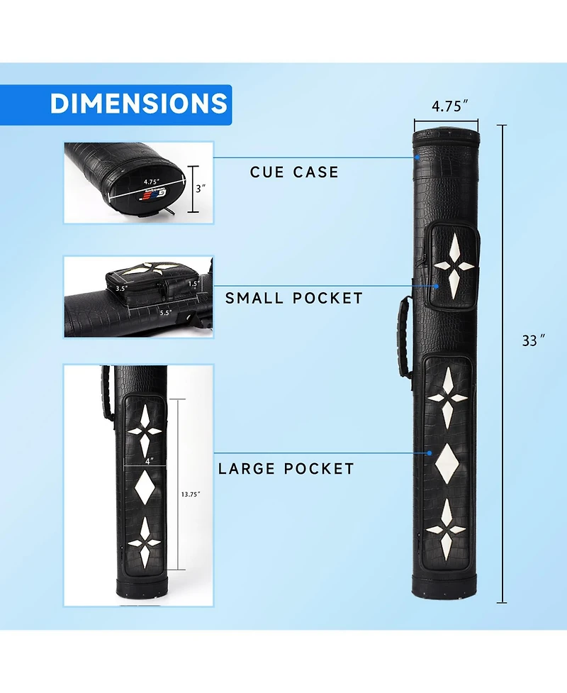 Gse Games & Sports Expert oval Deluxe Hard Billiard Pool Cue Stick Carrying Case, Case.