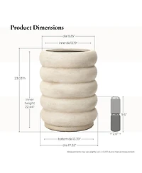 LuxenHome 23" Tall Planter Pot, Beige Large Plant Pot with Drainage Hole and Rubber Plug, Modern Floor Pot for Plants for Home Garden Patio