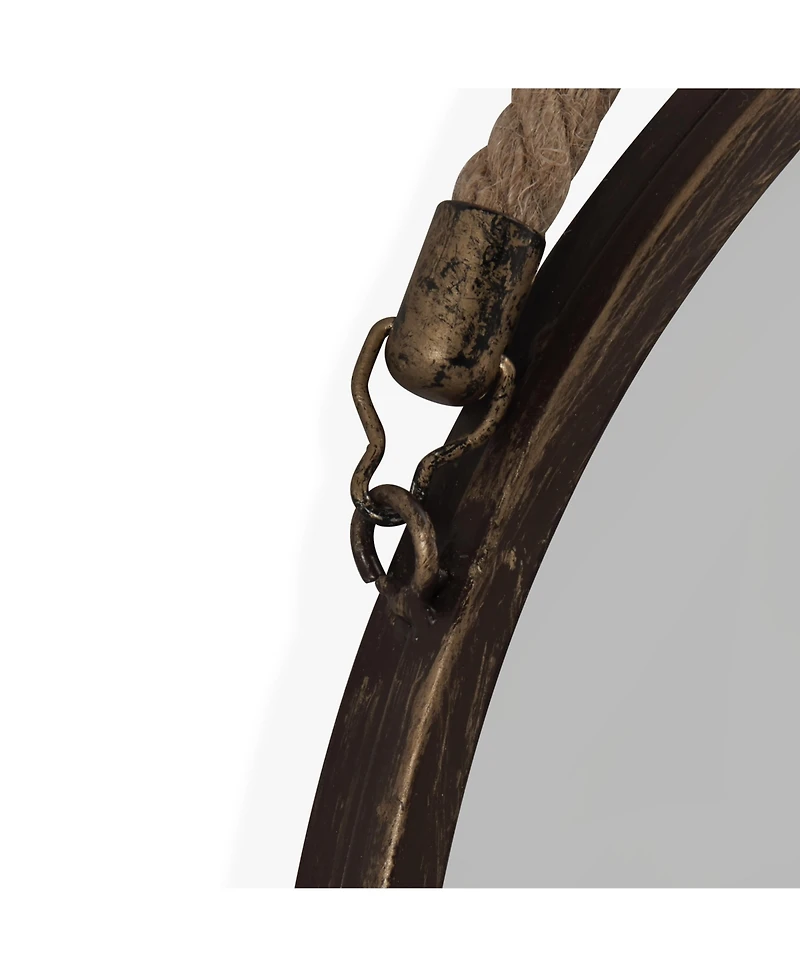 Danya B. 15" Patina Round Mirror with Hanging Rope