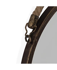 Danya B. 15" Patina Round Mirror with Hanging Rope