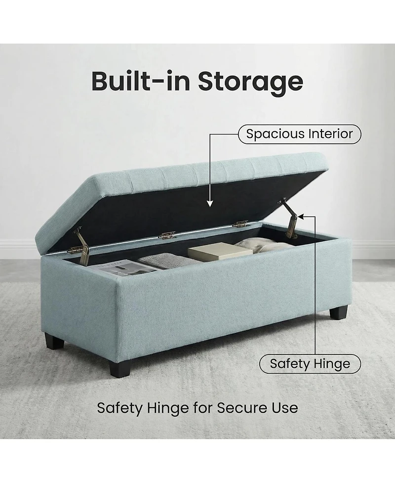 Streamdale Furniture 49.75" Furniture Baby Tufted Storage Ottoman Bench with Wooden Legs