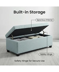 Streamdale Furniture 49.75" Furniture Baby Tufted Storage Ottoman Bench with Wooden Legs