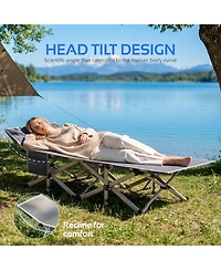 Sugift 4-Position Adjustable Folding Bed, Lounge Chair & Camping Cot with Pillow and Thick Mattress