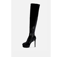Bison Womens High Platform Heeled Long Boots