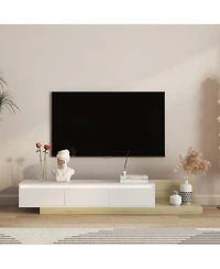 Streamdale Furniture Modern Tv Stand with Led Lights & Storage for Living Room