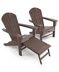 Gymax Set of 2 Patio Adirondack Chair Hdpe Outdoor Lounge with Retractable Ottoman