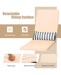 Gymax Pe Rattan Chaise Lounge Chair Armrest Recliner Adjustable Pillow