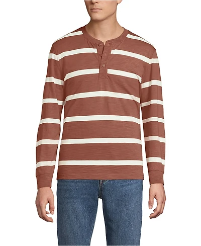 Lands' End Men's Long Sleeve Slub Henley T-Shirts