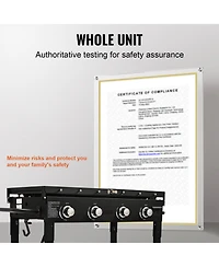 Ecooso Commercial Propane Gas Griddle on Cart with Side Shelves, 4 Burners