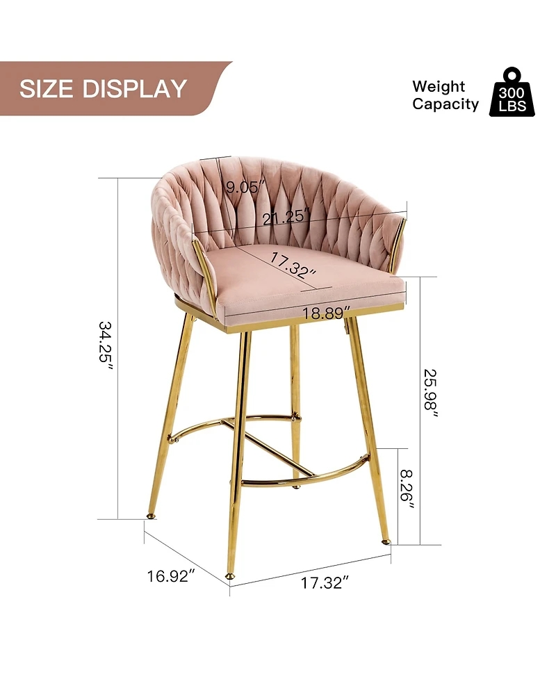 Rainsken Velvet Bar Stools Set of 2