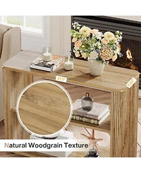 Tribesigns Narrow Side Table Set of 2, 3-Tier End Table for Living Room, Small Fluted Nightstand, Farmhouse Bedside Table