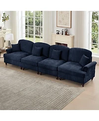 Streamdale Furniture Elegant Mid Century 4 Seater Sofa with Flared Arms, Removable Skirts