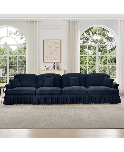 Streamdale Furniture Elegant Mid Century 4 Seater Sofa with Flared Arms, Removable Skirts