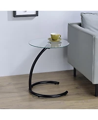 Kings Brand Furniture Modern Round End Table / C with Tempered Glass Top – Chrome Metal Frame Accent Side for Living Room, Bedroom,