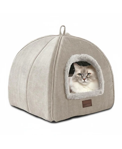 Aronkl Foldable Cat Bed Cave Tent with Removable Washable Pillow Durable Scratch Resistant for Indoor Cats Kittens Pets
