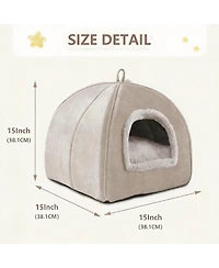 Aronkl Foldable Cat Bed Cave Tent with Removable Washable Pillow Durable Scratch Resistant for Indoor Cats Kittens Pets