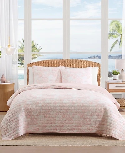 Tommy Bahama Home Beach Bluff Toile Cotton Reversible 3-Pc. Quilt Set, King