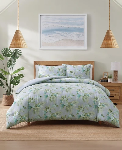 Tommy Bahama Home Floral Enchantment Cotton Reversible 3-Pc. Duvet Cover Set, King