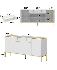 Homsee Dresser with 4 Doors and Deep Drawer, Side Cabinet for Bedroom, Living Room