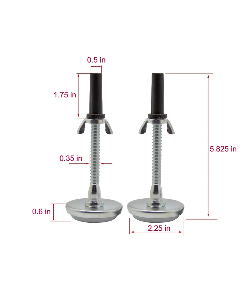 Kings Brand Furniture Set of Six Adjustable Metal Bed Frame Glides with Nylon Floor Protecting Base