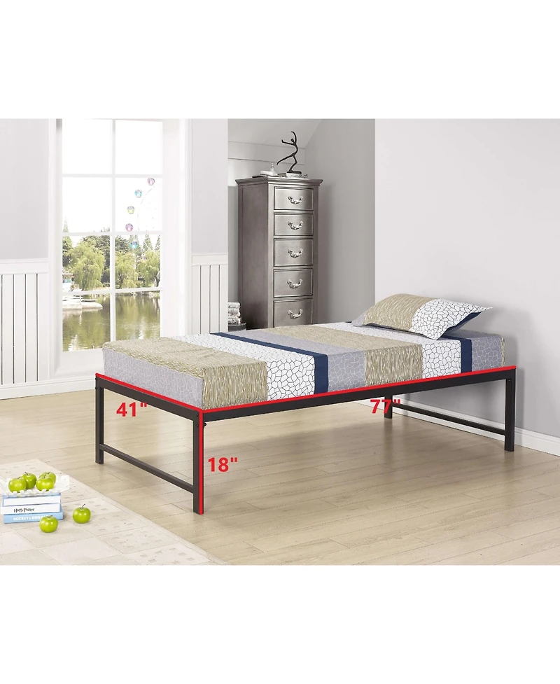 Kings Brand Furniture Twin Hi Riser Metal Platform Bed with Steel Slat Support